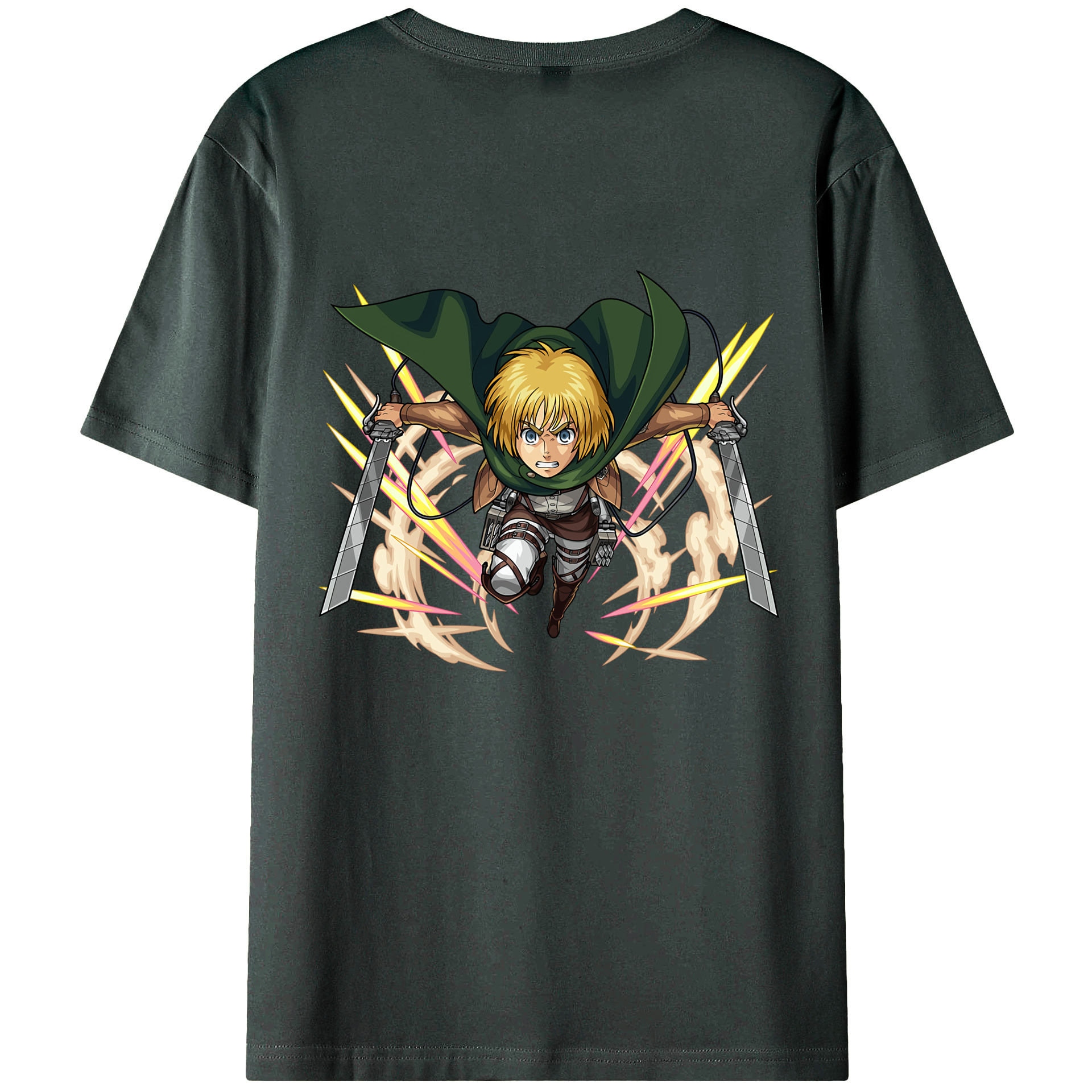 （画像用） 進撃の巨人 アルミン·アルレルト Attack on Titan Armin Arlert 綿100％ メンズ半袖Tシャツ（バックプリント） 通気性